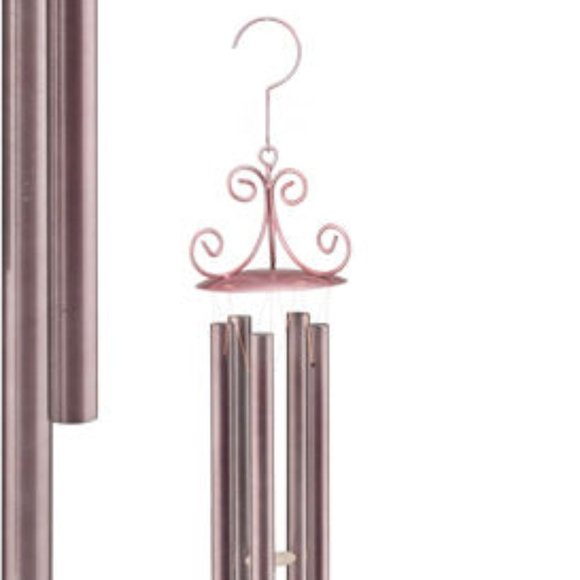 Large Bronze Wind Chime with Pink Flower NEW - Picture 2 of 3